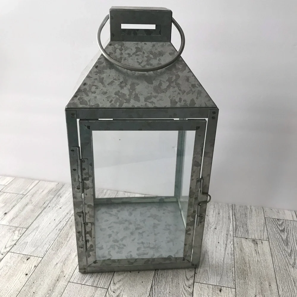 Rustic Gray Metal Lantern